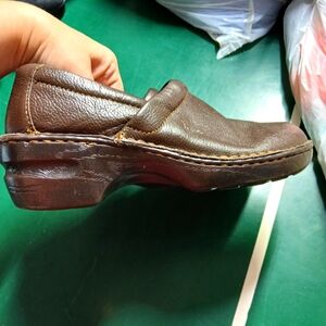 boc Brown Leather Mules with Classic Moccasin Stitching